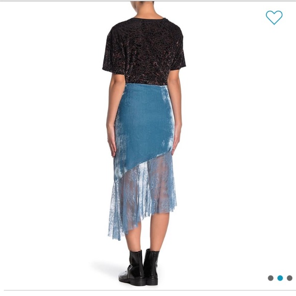 FREE PEOPLE VELVET MY LACEY SKIRT 2,4,6,8 BLUE - Picture 14 of 14